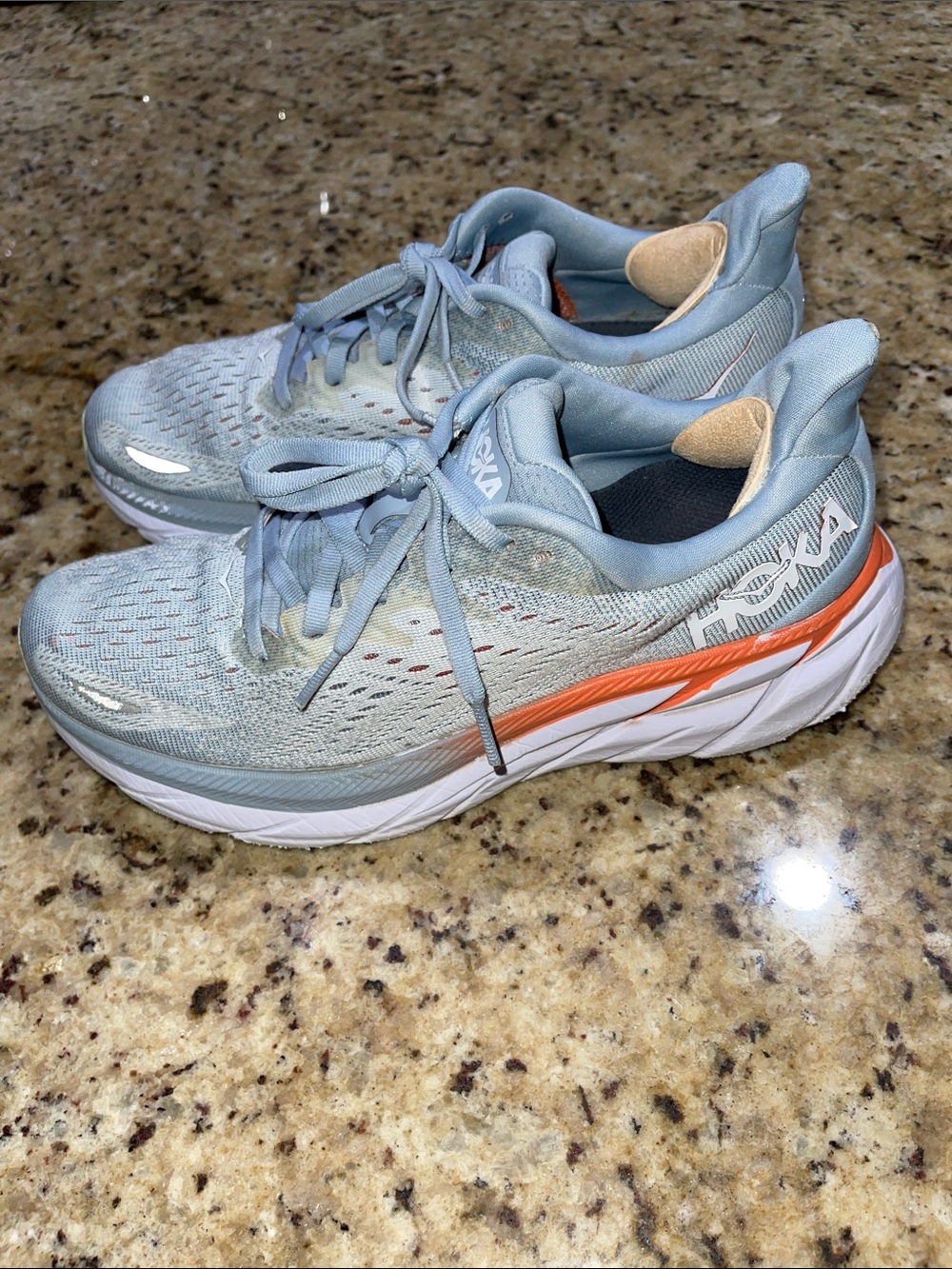Hoka Clifton 8 Women's Running Shoes in Pale Blue and White - Picture 2 of 10